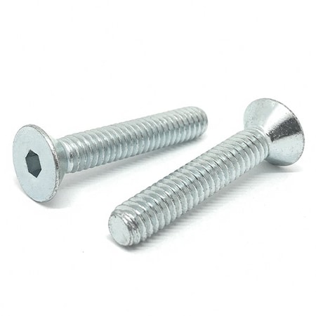 Boltsandnuts.Com #8-32 Socket Head Cap Screw, Flat, Zinc Plated Alloy Steel, 1/4 in Length, 50 PK 8C25FSHCSAZ-50